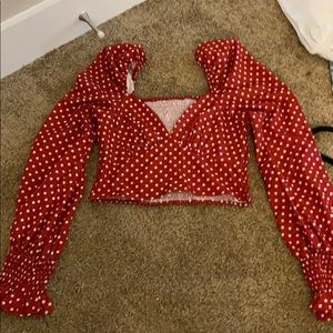 Red polka dot crop top